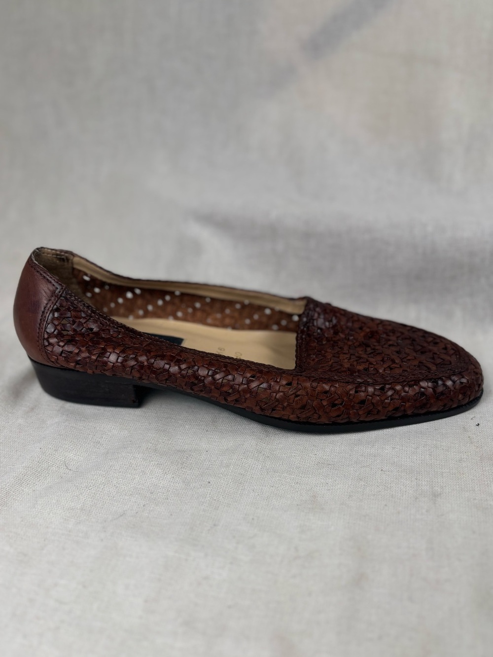 Ipanema Brown Woven Leather Slip-On Loafer Womens Size 9.5